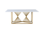 Load image into Gallery viewer, Amelia White Ceramic 180cm Gold Frame Table Only
