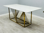 Load image into Gallery viewer, Amelia White Ceramic 180cm Gold Frame Table Only
