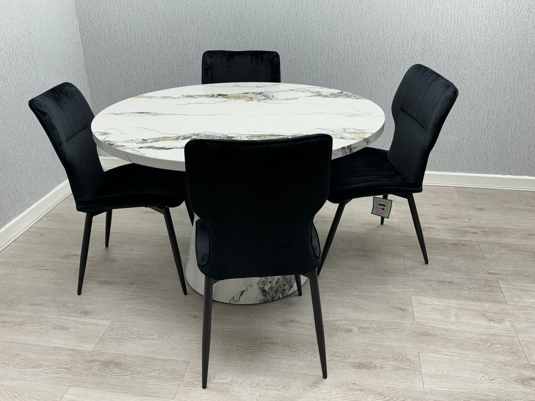 Capri 110cm Round Marble Effect Dining Table (Table Only)