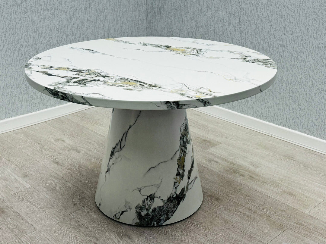 Capri 110cm Round Marble Effect Dining Table (Table Only)