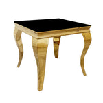 Load image into Gallery viewer, Louis Gold Lamp Table with Black Glass Top
