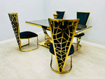 Load image into Gallery viewer, Elina Black and Gold Marble Dining Table 180
