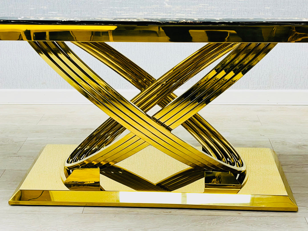 Elina Black and Gold Marble Dining Table 180