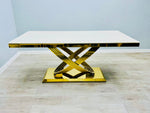 Load image into Gallery viewer, Elina Cream and Gold Marble Dining Table 180
