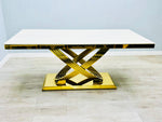 Load image into Gallery viewer, Elina Cream and Gold Marble Dining Table 180
