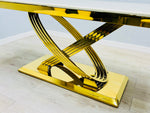 Load image into Gallery viewer, Elina Cream and Gold Marble Dining Table 180
