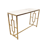 Load image into Gallery viewer, Geo Gold Console Table with Polar White Sintered Top
