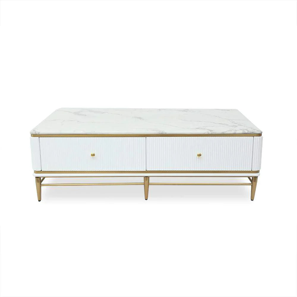 Edena Ribbed Furniture Range - White & Gold