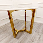 Load image into Gallery viewer, Lucien Gold 1.2 Round Dining Table with Sintered Stone Top
