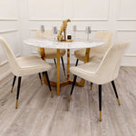 Load image into Gallery viewer, Lucien Gold 1.2 Round Dining Table with Sintered Stone Top
