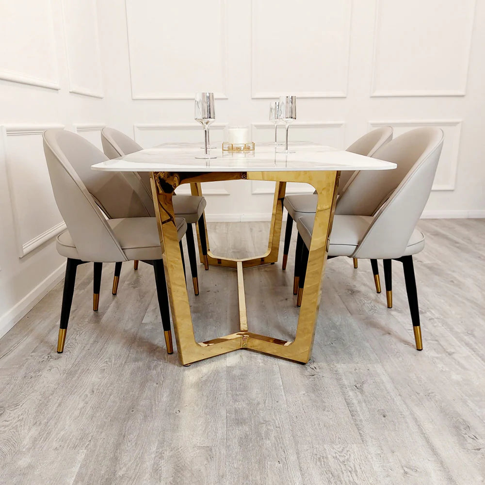 Lucien 1.8 Gold Dining Table with Pandora Gold Sintered Stone Top