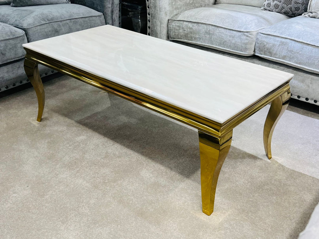 Sofia Cream & Gold Frame Marble Coffee Table