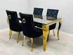 Load image into Gallery viewer, Sofia Black &amp; Gold Dining Table – All Sizes
