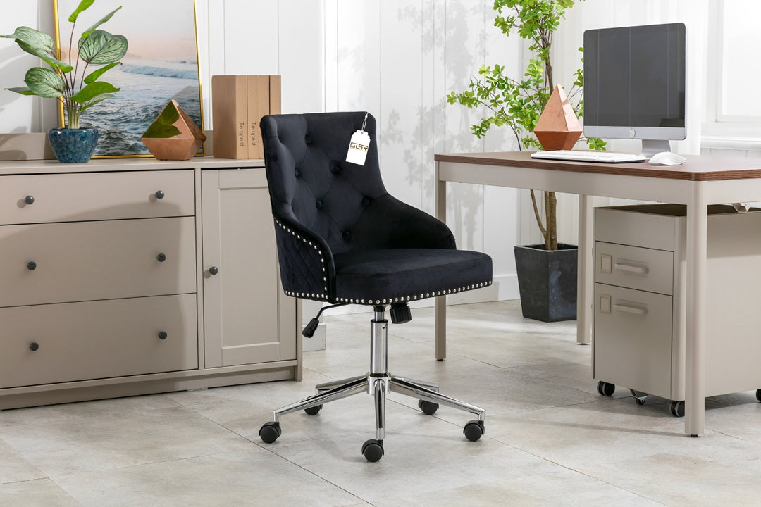 Majestic Black Velvet Office Chair