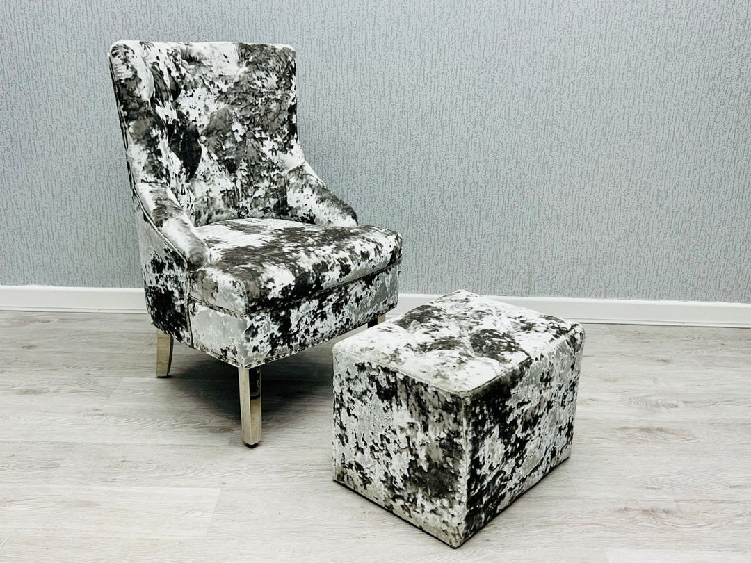 Majestic Silver Crushed Velvet Wing Chair