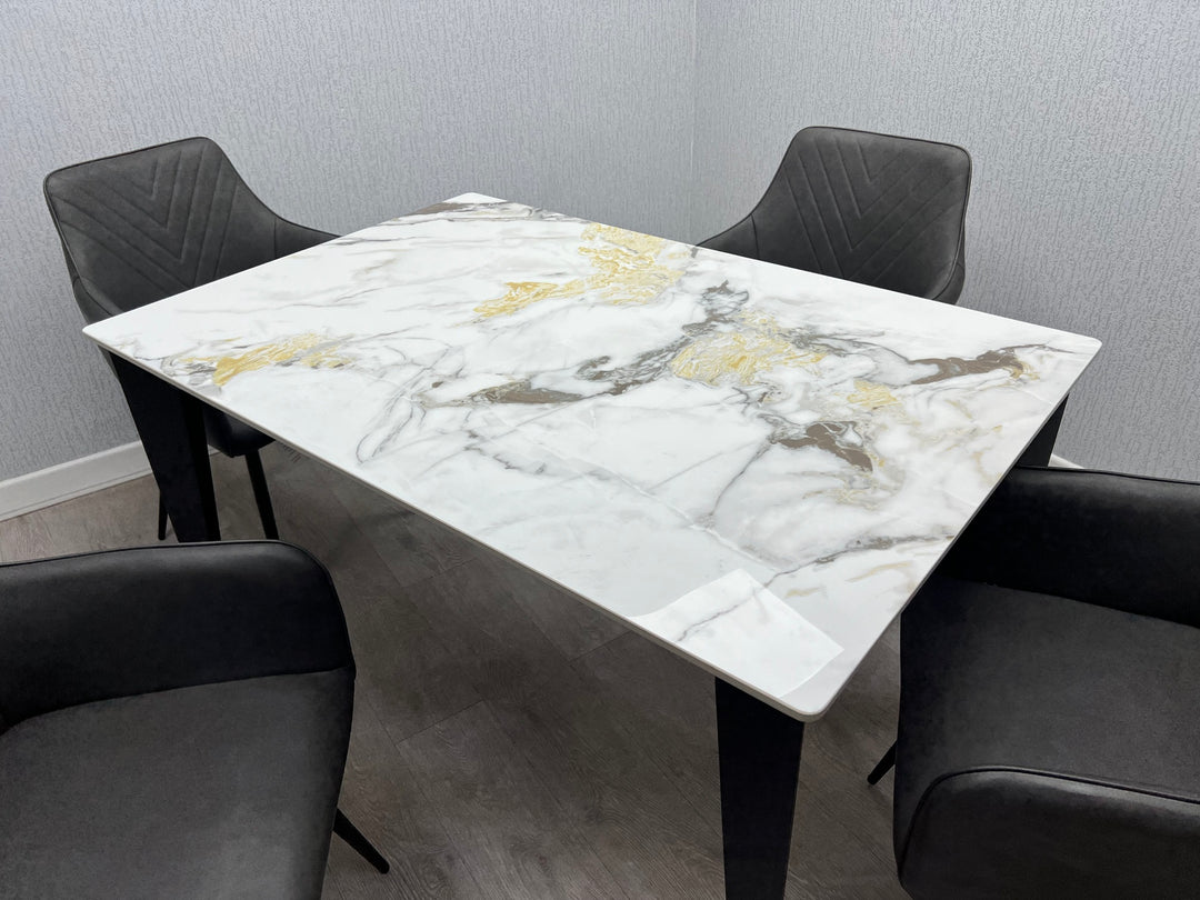 Miami 120cm Cream & Gold Ceramic Table Only