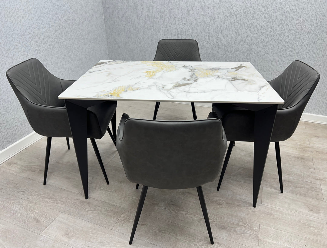 Miami 120cm Cream & Gold Ceramic Table Only