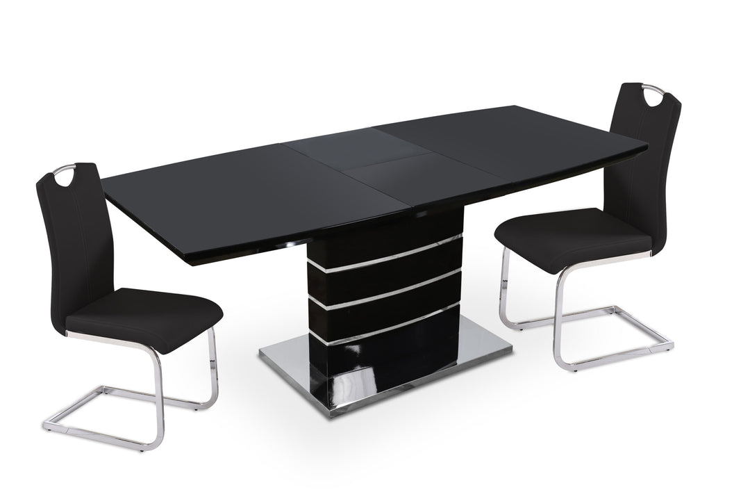 Milan Black Extending Dining Table + 6 Milan Chairs