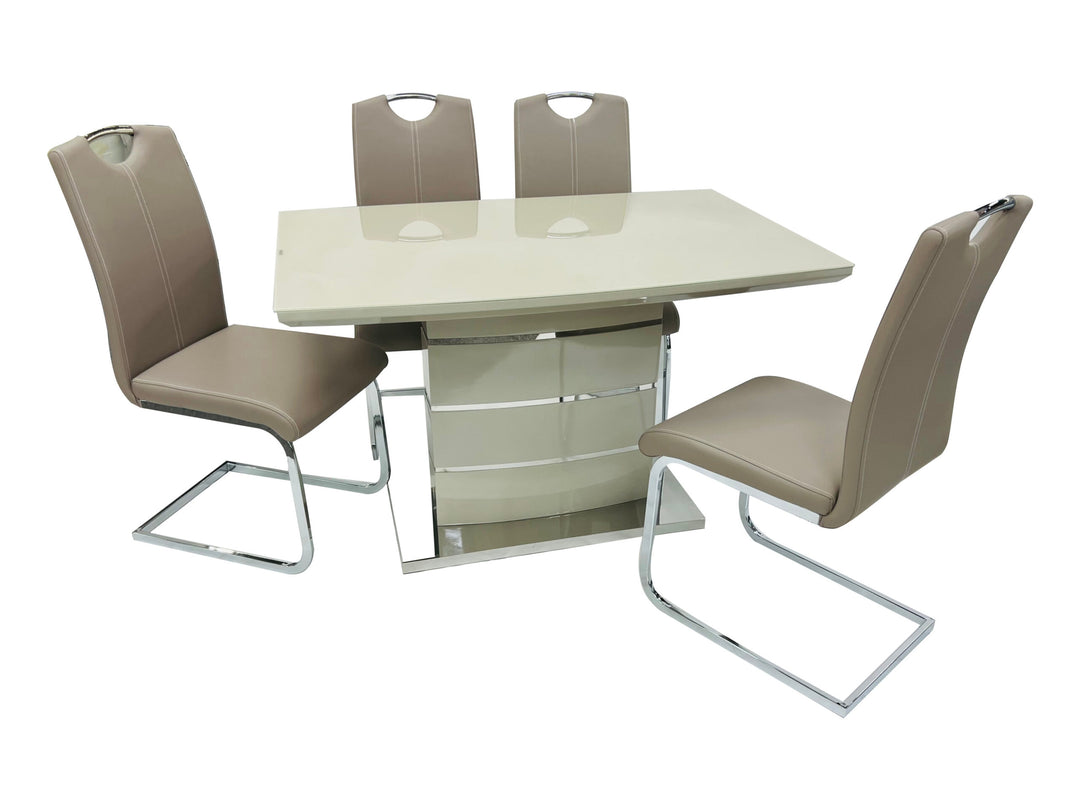 Milan Cappuccino Small Dining Table + 4 Milan Chairs