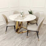 Load image into Gallery viewer, Nero Gold 1.3 Round Dining Table with Sintered Stone Top
