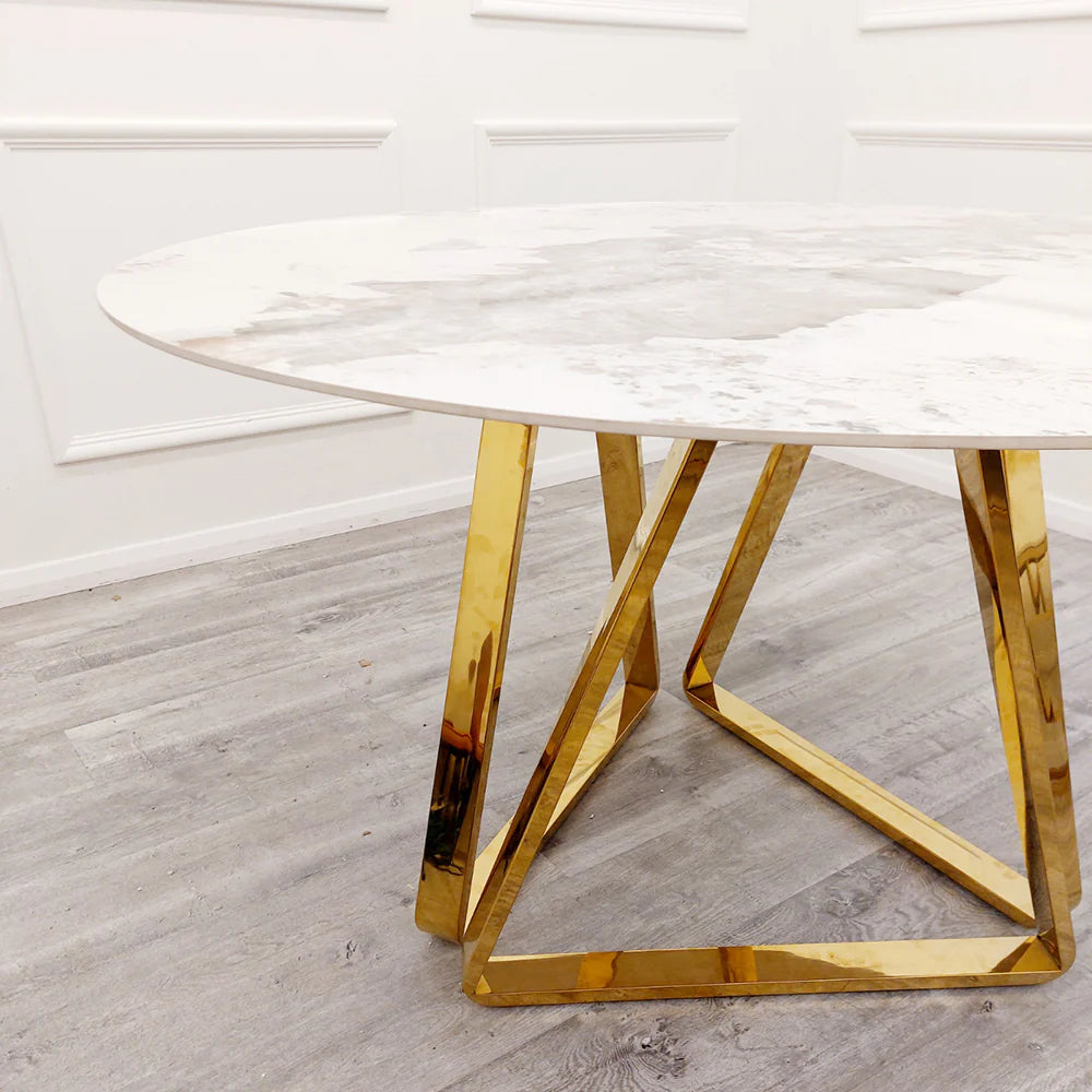 Nero Gold 1.3 Round Dining Table with Sintered Stone Top