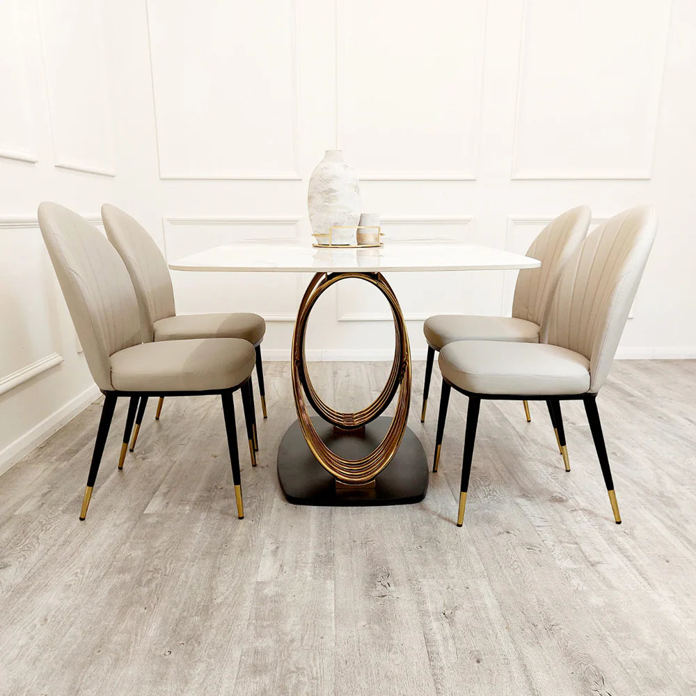 Orion Gold 1.8 Dining Table with Polar White Sintered Stone Top