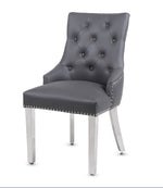 Load image into Gallery viewer, Valencia Hudson Grey PU Leather Dining Chair Ring Knocker
