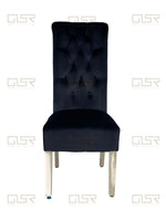 Load image into Gallery viewer, Sofia Black Colour Chrome Leg Lion Knocker Dining Chair
