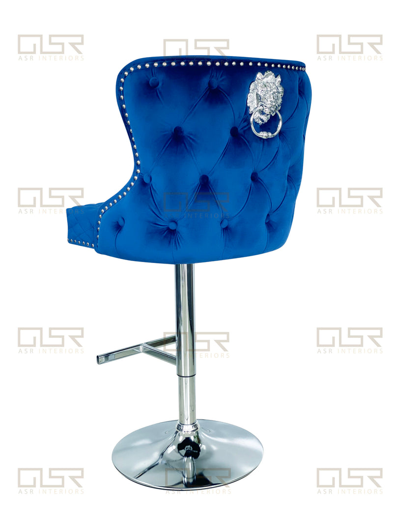 Valentino Navy Velvet Bar Stool