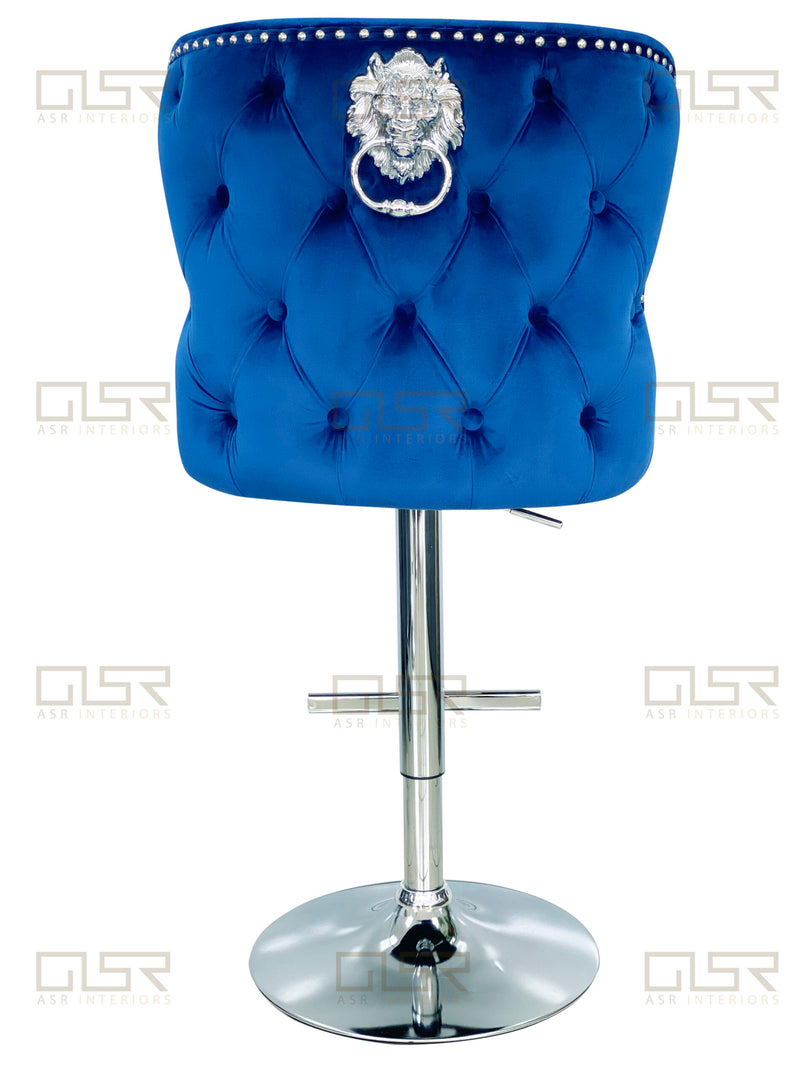 Valentino Navy Velvet Bar Stool