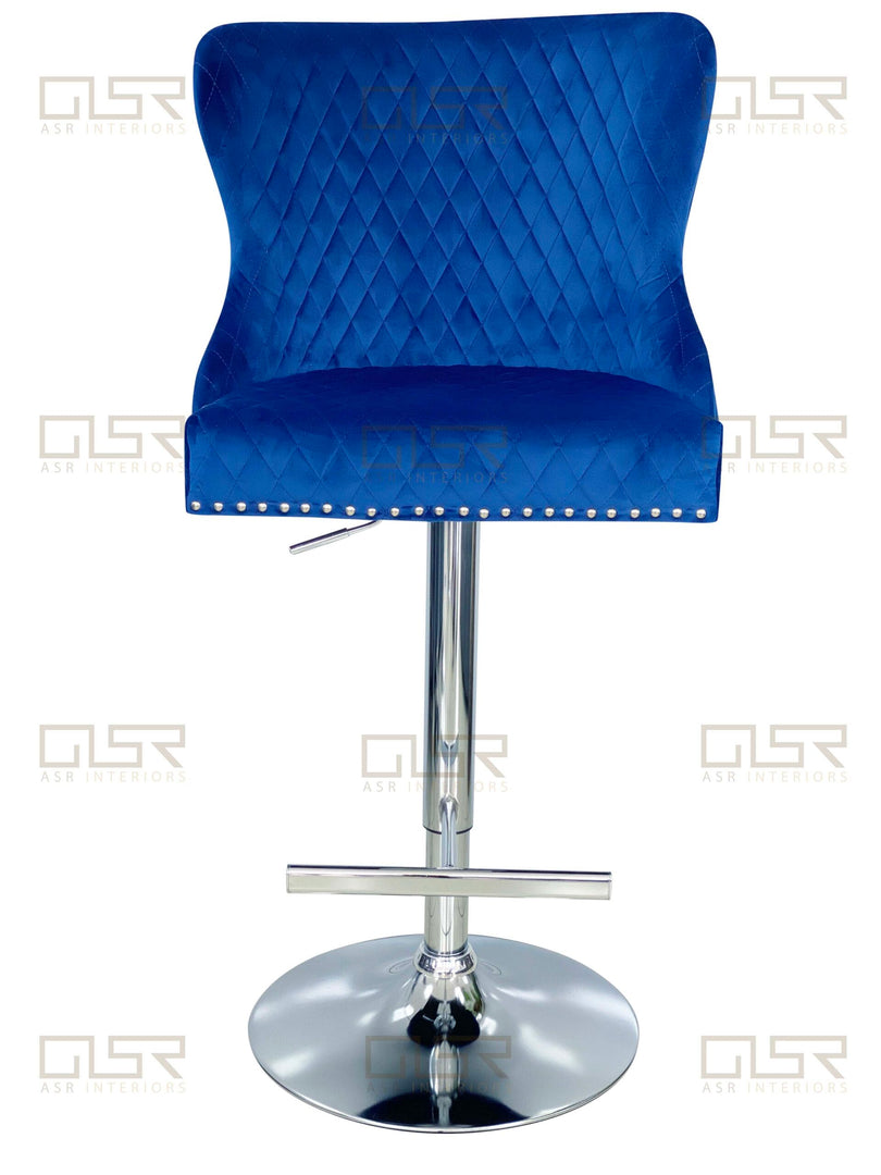 Valentino Navy Velvet Bar Stool