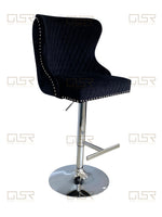 Load image into Gallery viewer, Valentino Black Velvet Bar Stool
