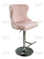 Load image into Gallery viewer, Valentino Pink Velvet Bar Stool
