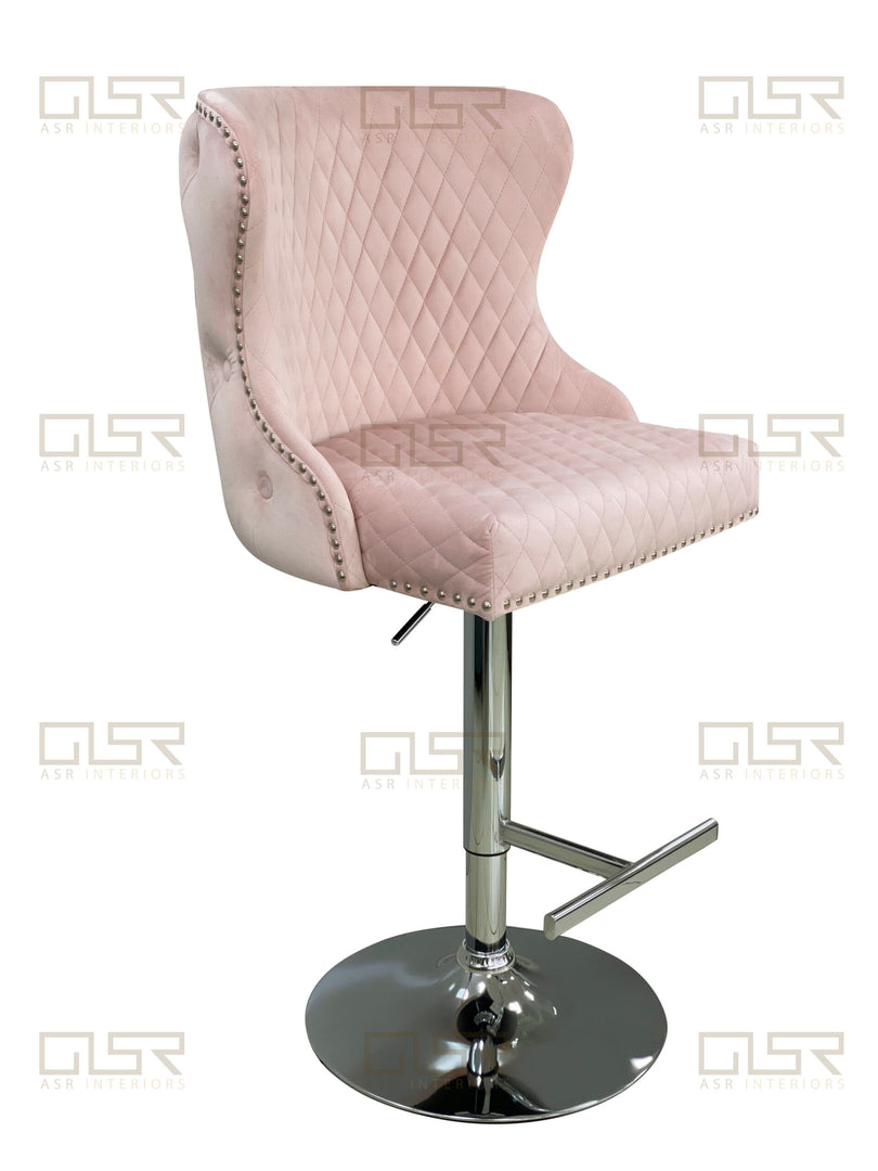 Valentino Pink Velvet Bar Stool