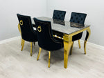 Load image into Gallery viewer, Sofia Black &amp; Gold Dining Table – All Sizes
