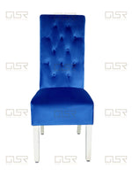 Load image into Gallery viewer, Sofia Navy Colour Chrome Leg Lion Knocker Dining Chair
