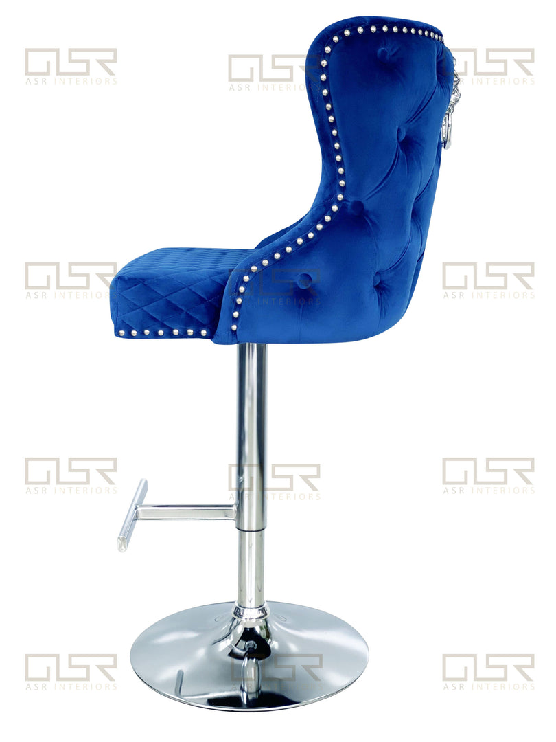 Valentino Navy Velvet Bar Stool