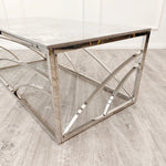 Load image into Gallery viewer, Stella Chrome Coffee Table with Stomach Ash Grey Sintered Top
