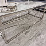 Load image into Gallery viewer, Stella Chrome Coffee Table with Stomach Ash Grey Sintered Top
