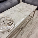 Load image into Gallery viewer, Stella Chrome Coffee Table with Stomach Ash Grey Sintered Top
