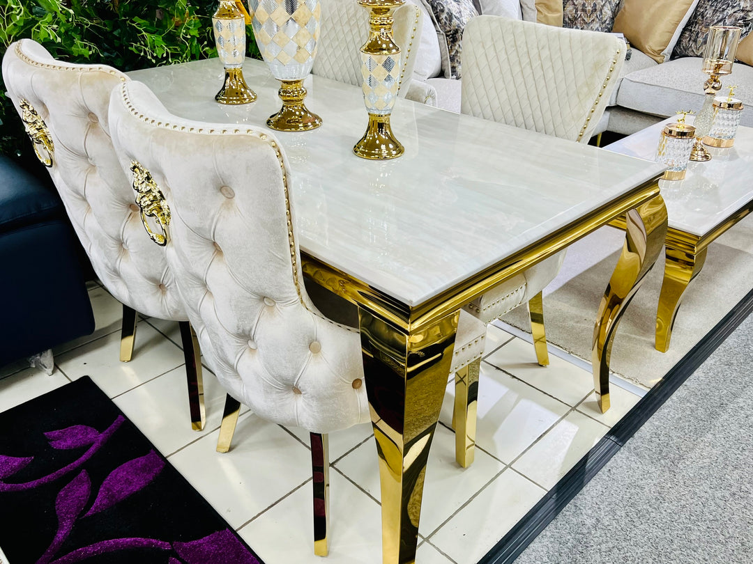 Sofia Cream & Gold Marble Table – All Sizes