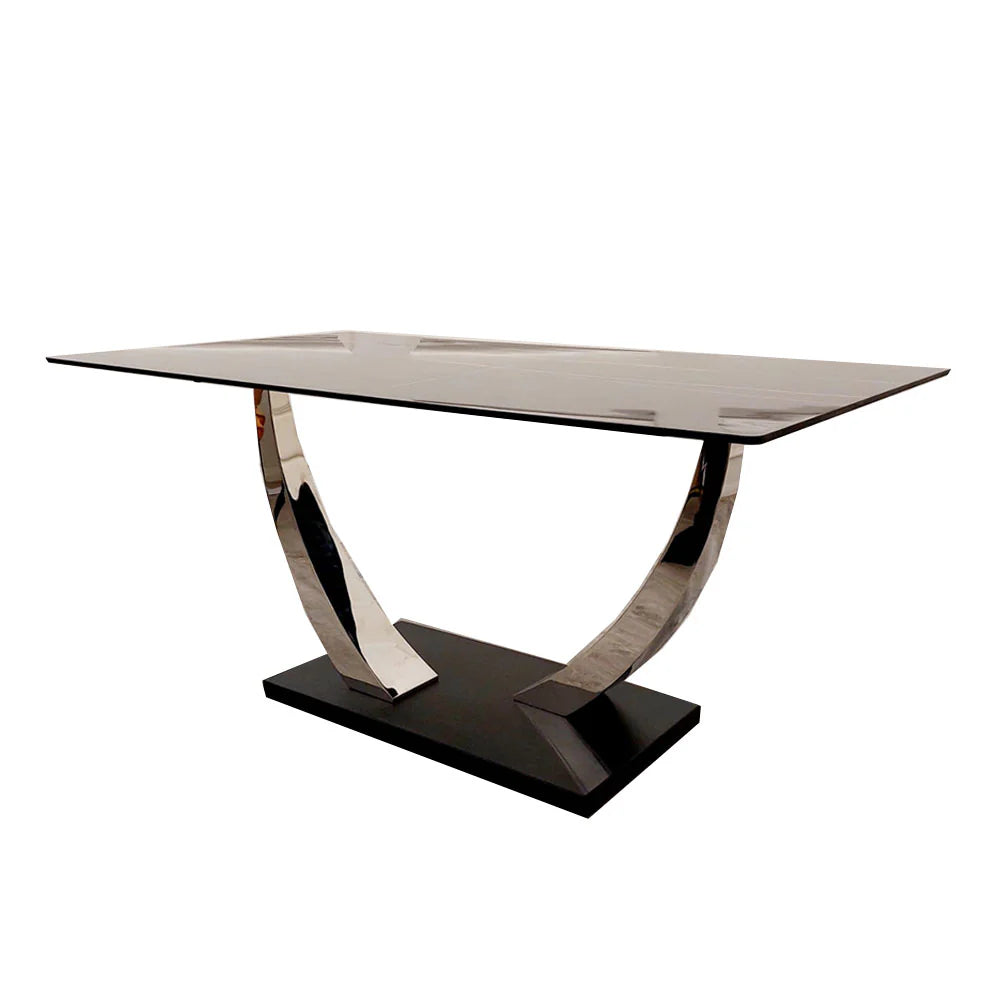 **PROMO** - Venus 1.6 Chrome Dining Table with Black Sintered Stone Top