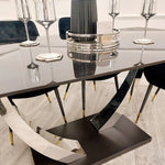 Load image into Gallery viewer, **PROMO** - Venus 1.6 Chrome Dining Table with Black Sintered Stone Top
