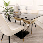 Load image into Gallery viewer, **PROMO** - Venus 1.6 Chrome Dining Table with Black Sintered Stone Top
