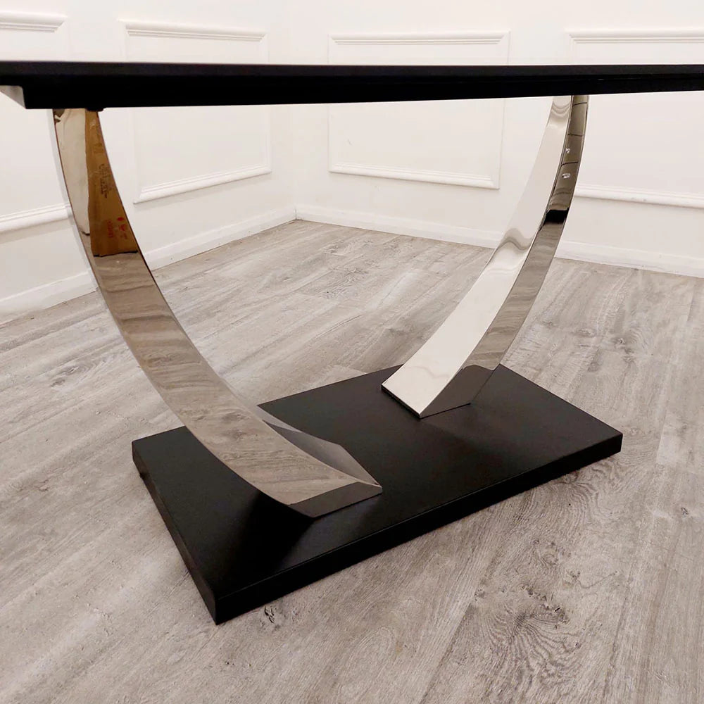 **PROMO** - Venus 1.6 Chrome Dining Table with Black Sintered Stone Top