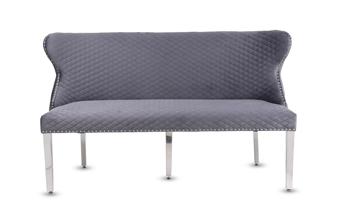 Valentino Grey Velvet Bench