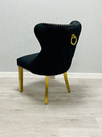 Load image into Gallery viewer, Valentino Black Gold Velvet Chair
