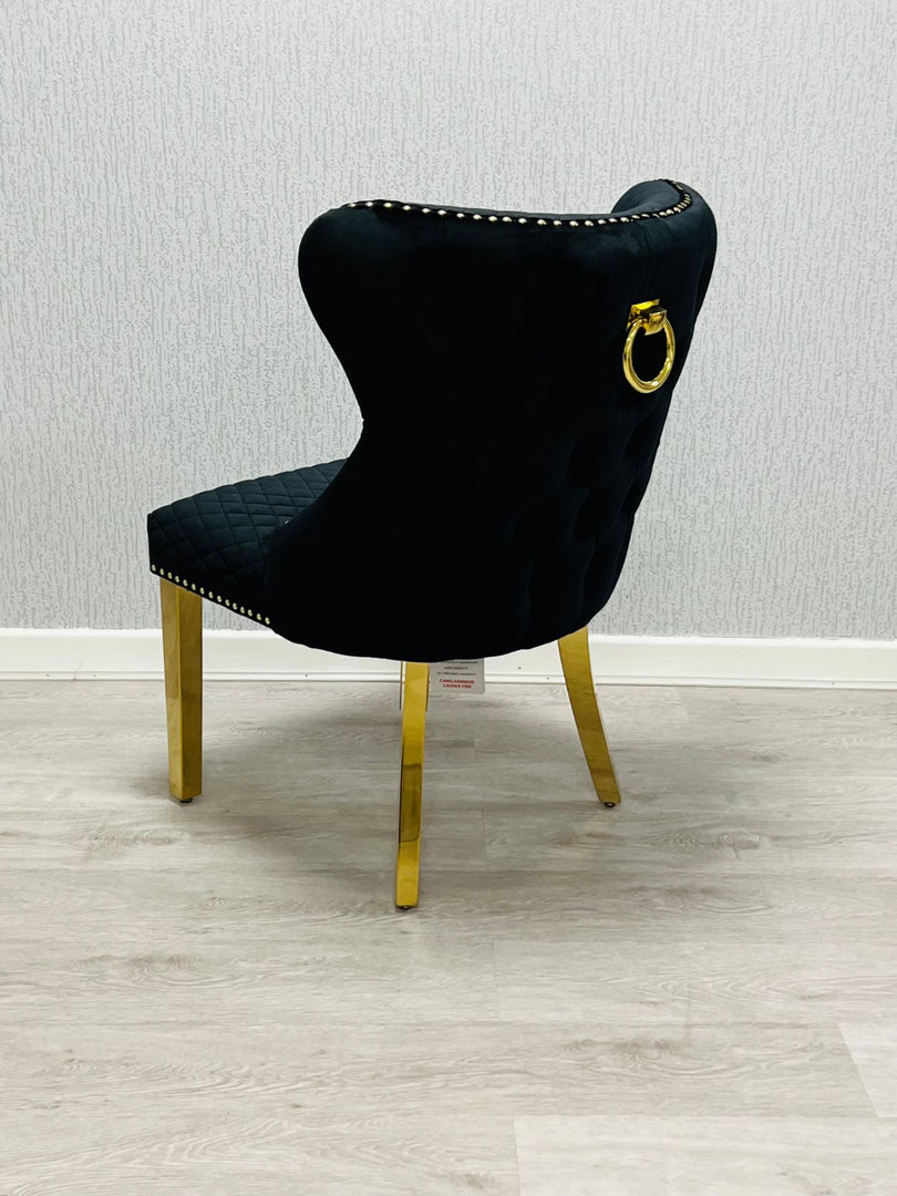 Valentino Black Gold Velvet Chair