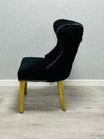 Load image into Gallery viewer, Valentino Black Gold Velvet Chair
