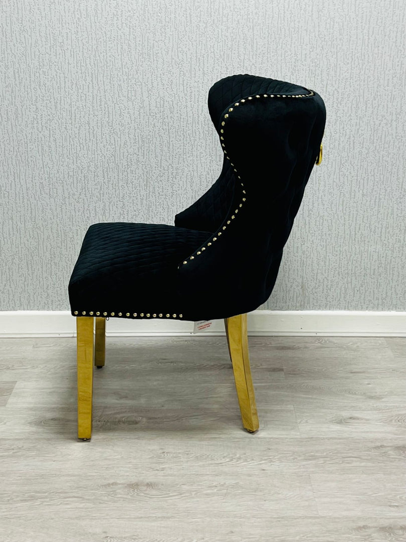 Valentino Black Gold Velvet Chair